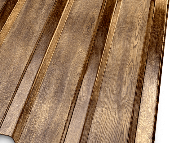 Профнастил стальной стеновой односторонний плоский гладкий античный дуб С40 0,7х40х1000х1047 мм ГОСТ 24045-94 фото